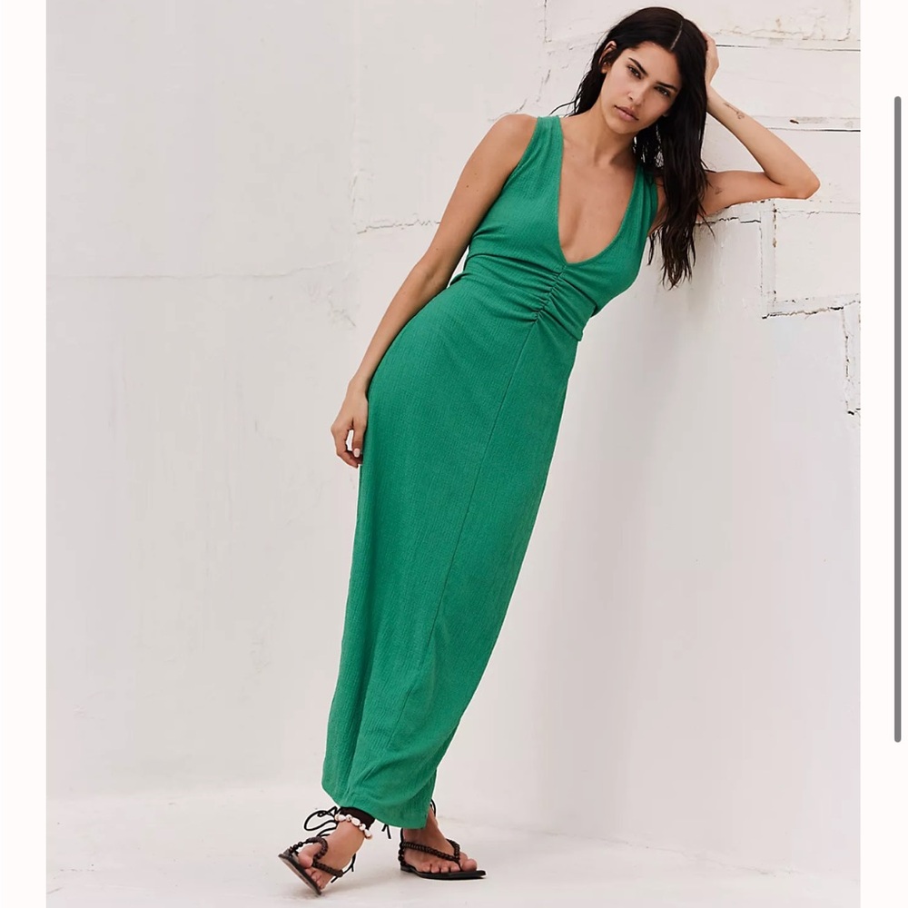 Free People Lyla Ruched Midi Dress Size M